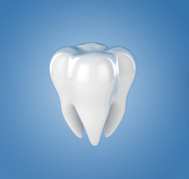 tooth 3d illustration on blue background