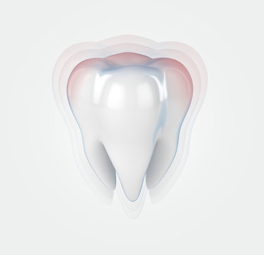 tooth 3d illustration on blue background