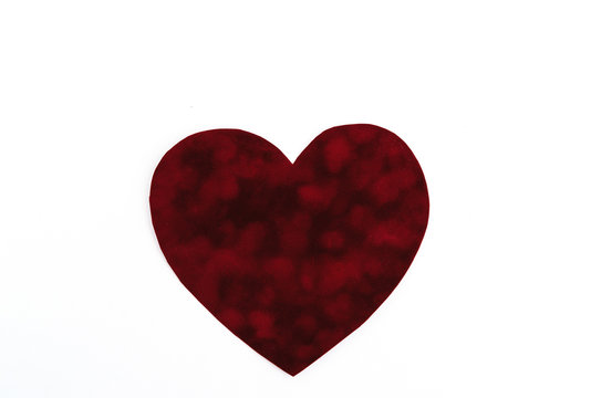 stylish velvet heart, isolated on white background, valentines g