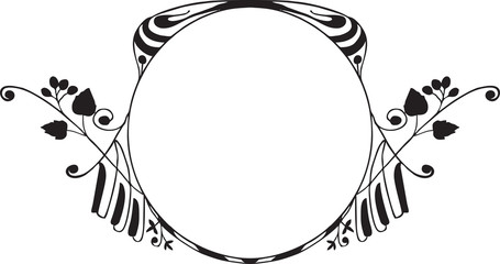 Floral Frame Pattern. Black Silhouette. Vector Illustration