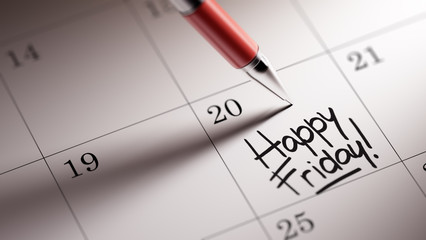 Closeup of a personal agenda setting an important date written w