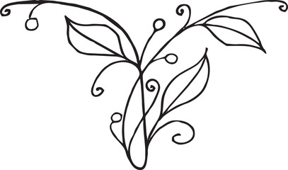 Abstract Floral Pattern. Black Silhouette. Vector Illustration