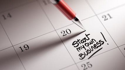 Closeup of a personal agenda setting an important date written w