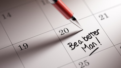 Closeup of a personal agenda setting an important date written w