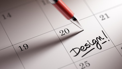 Closeup of a personal agenda setting an important date written w