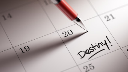 Closeup of a personal agenda setting an important date written w