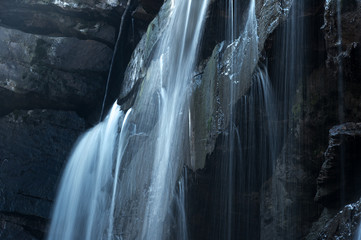 Beautiful silky waterfall close up view background