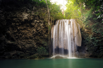 Fototapeta na wymiar Nature background - Waterfall in tropical rainforest