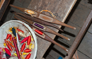 Traditional tools in cotton and silk production factory