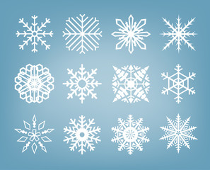 Naklejka na ściany i meble Beautiful vector snowflakes set winter series