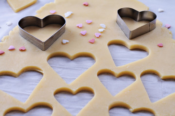 Heart Shaped cookies for Valentine's Day. Love, romantic St. Valentine's day surprise