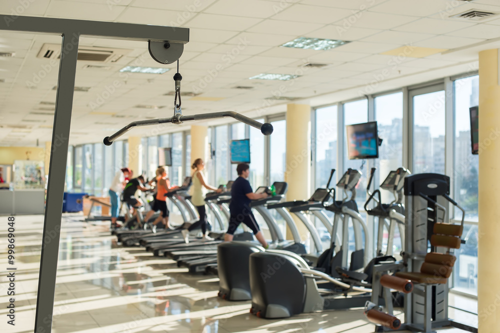 Wall mural training apparatus in a gym hall.