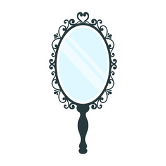 vintage mirror with a handle on a white background