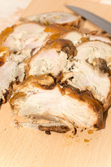 Rolled pork served on the table