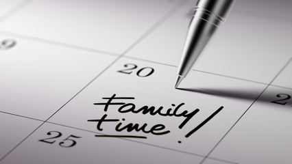 Closeup of a personal agenda setting an important date written w