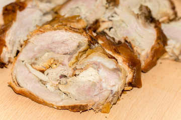 Rolled pork served on the table