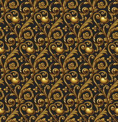 Vector seamless floral pattern with pomegranate