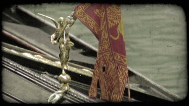 Gondola Statue Flag. Vintage stylized video clip.