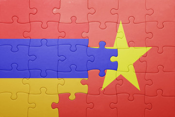 puzzle with the national flag of armenia and vietnam