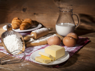 Fototapeta na wymiar Ingredients for the preparation of bakery products
