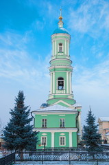 Obraz premium Bell Tower in the Optina desert monastery in Kozelsk, Kaluga Region