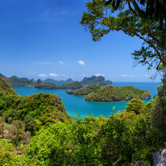 Fototapeta na wymiar Panoramic view of tropical islands in Thailand sea