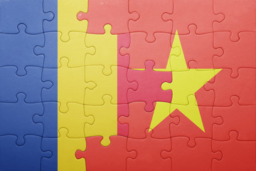 puzzle with the national flag of romania and vietnam