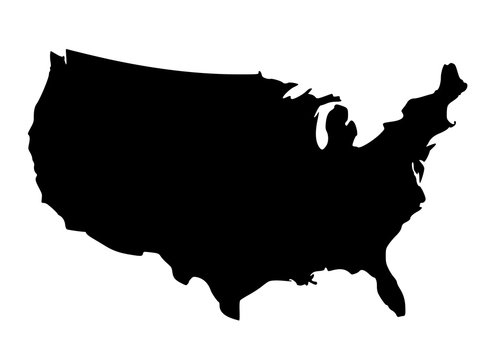 Black silhouette map of United States of America