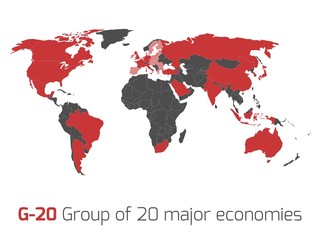 G-20 member states world map