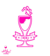 Vector wine glass with splash, alcohol idea graphic illustration