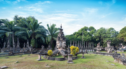 Laos Buddha park.Tourist attraction and public park in Vientiane