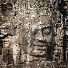 Ancient art and decorations on stones and rocks of temples of Angkor Wat in Cambodia