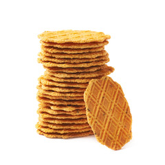 Stack of flat cookies isolated