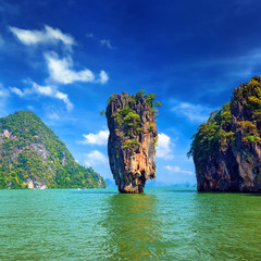 James Bond island travel background of popular tourist destination in Thailand - 99875482