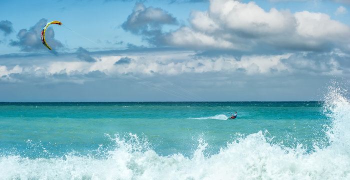Kite surfing -  summer water sport outdoor activity