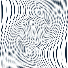 Optical illusion, creative black and white graphic moire backdrop