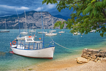 Fototapeta na wymiar Scenic shores of Lake Garda, Brenzone sul Garda, Veneto, Italy