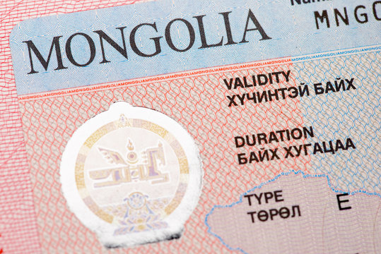 Fragment of the Mongolian tourist entry visa.