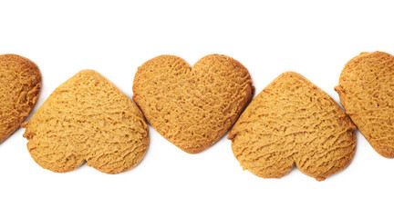 Line made of heart shaped cookies