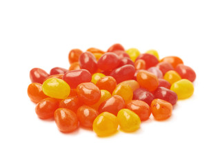 Pile of red jelly beans isolated