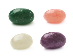Single jelly bean candy isolated