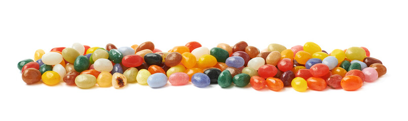 Line made of jelly beans isolated