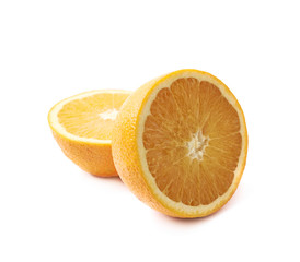 Orange fruit cut in halves isolated