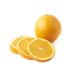 Orange fruit cut in slices isolated
