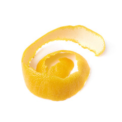 Curl of orange peel isolated