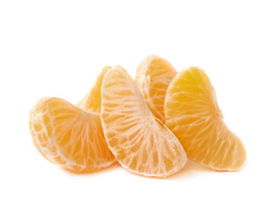 Multiple tangerine slices isolated