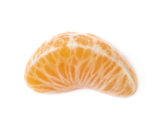 Single tangerine slice isolated