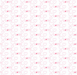 Hearts and LOVE -  seamless pattern.