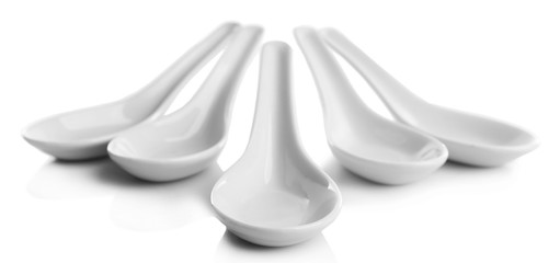 Japanese Soup Spoons, isolated on white
