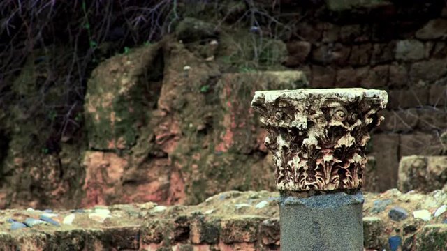 Royalty Free Stock Video Footage of a Corinthian column capital shot in Israel at 4k with Red.